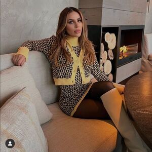 Zara geometrical jacquard knit dress